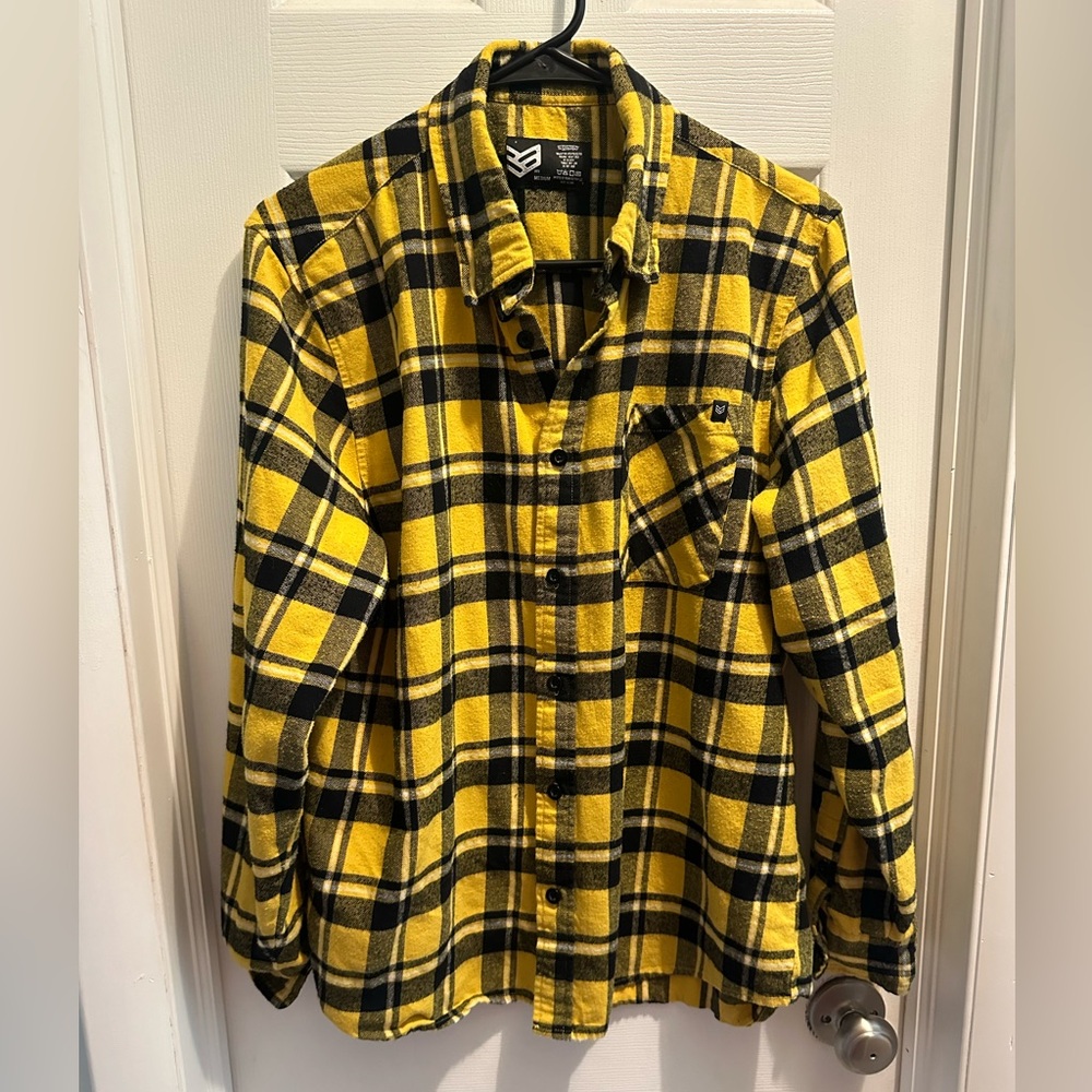 Men’s Ronin black and yellow plaid button down